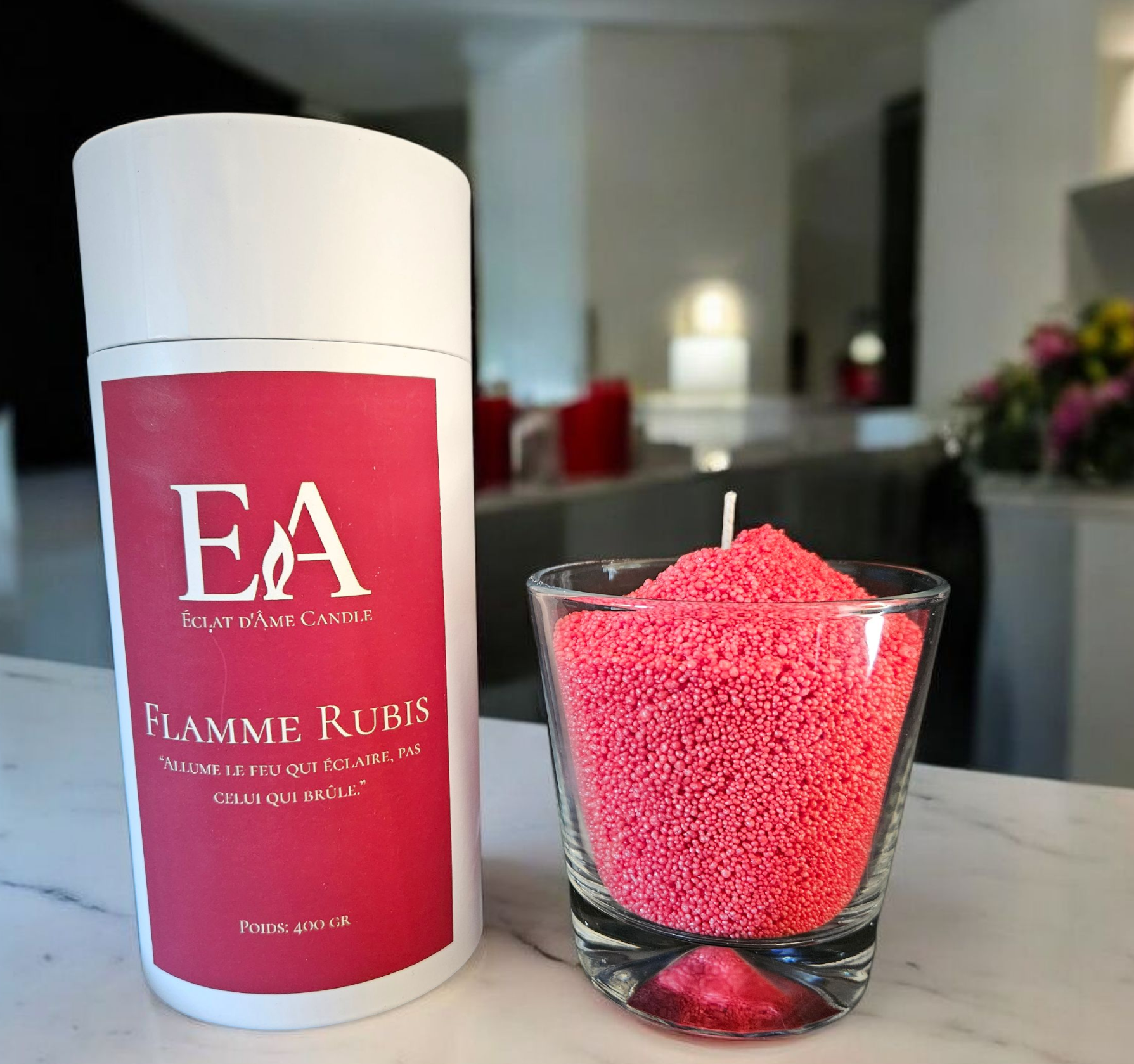 FLAMME RUBIS – Cire Rouge effet Sable | 400g